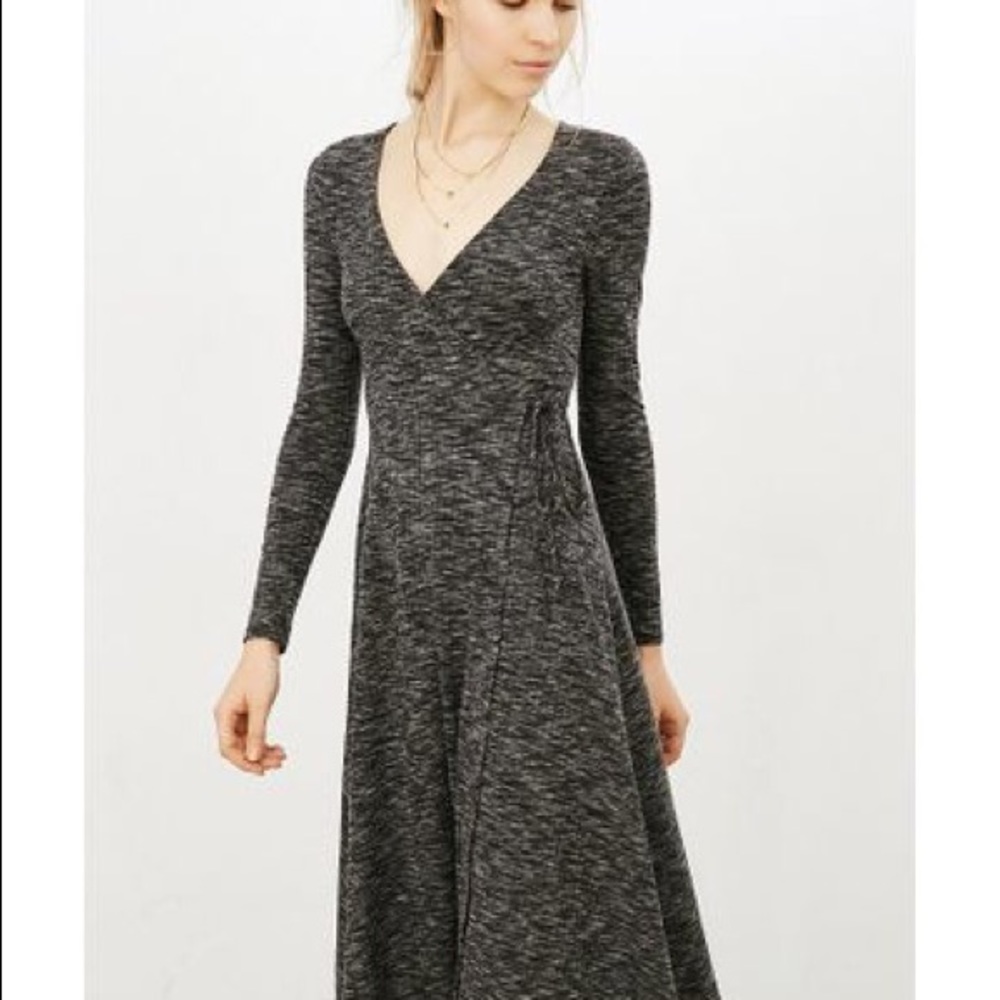 Gray and white, Faux Wrap Dresss